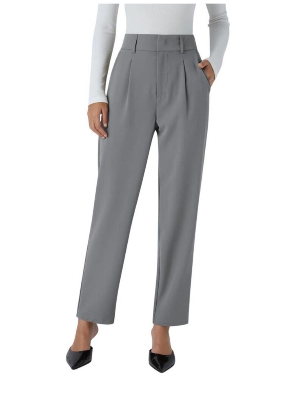 Halara High Waisted Straight Leg Work Pants Gray Medium